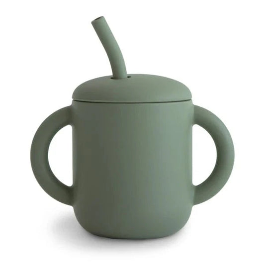 Silicone Training Cup + Straw (Dried Thyme) Mushie Lil Tulips