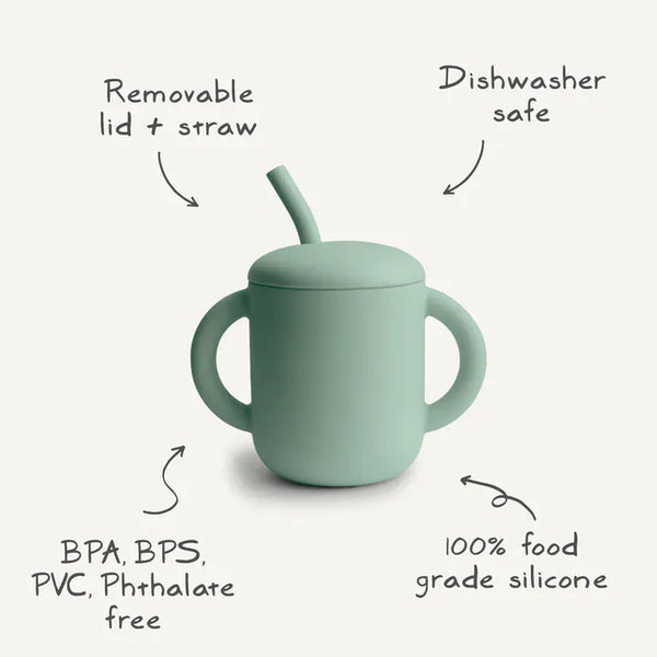 Silicone Training Cup + Straw (Lilac Flowers) Mushie Lil Tulips