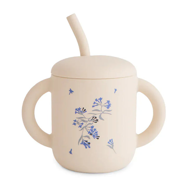 Silicone Training Cup + Straw (Lilac Flowers) Mushie Lil Tulips
