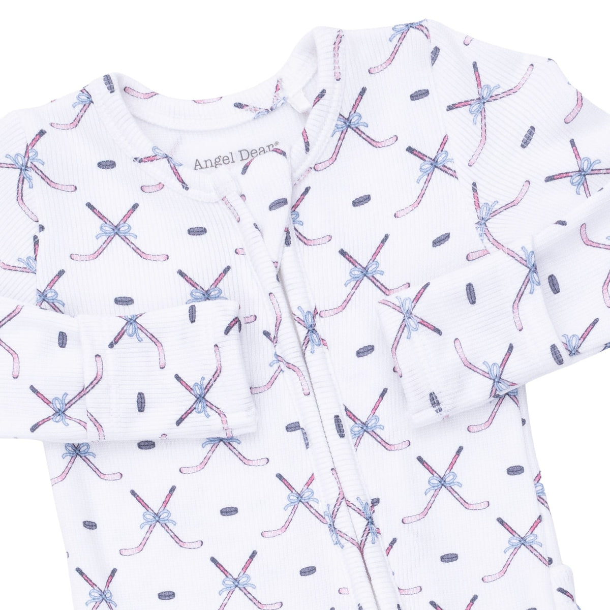 Simple Hockey Pink - 2 Way Ruffle Back Zipper Footie Angel Dear Lil Tulips