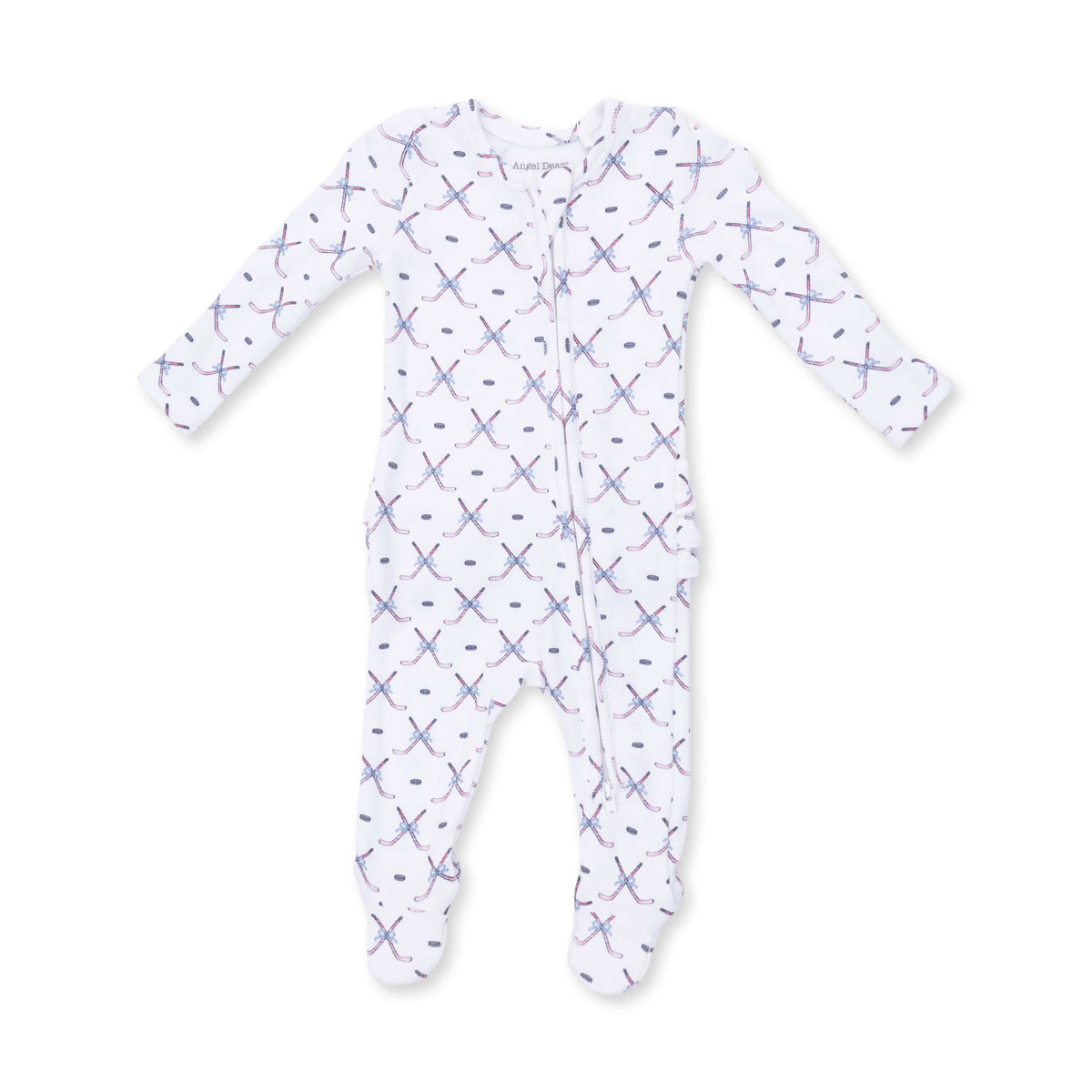 Simple Hockey Pink - 2 Way Ruffle Back Zipper Footie Angel Dear Lil Tulips