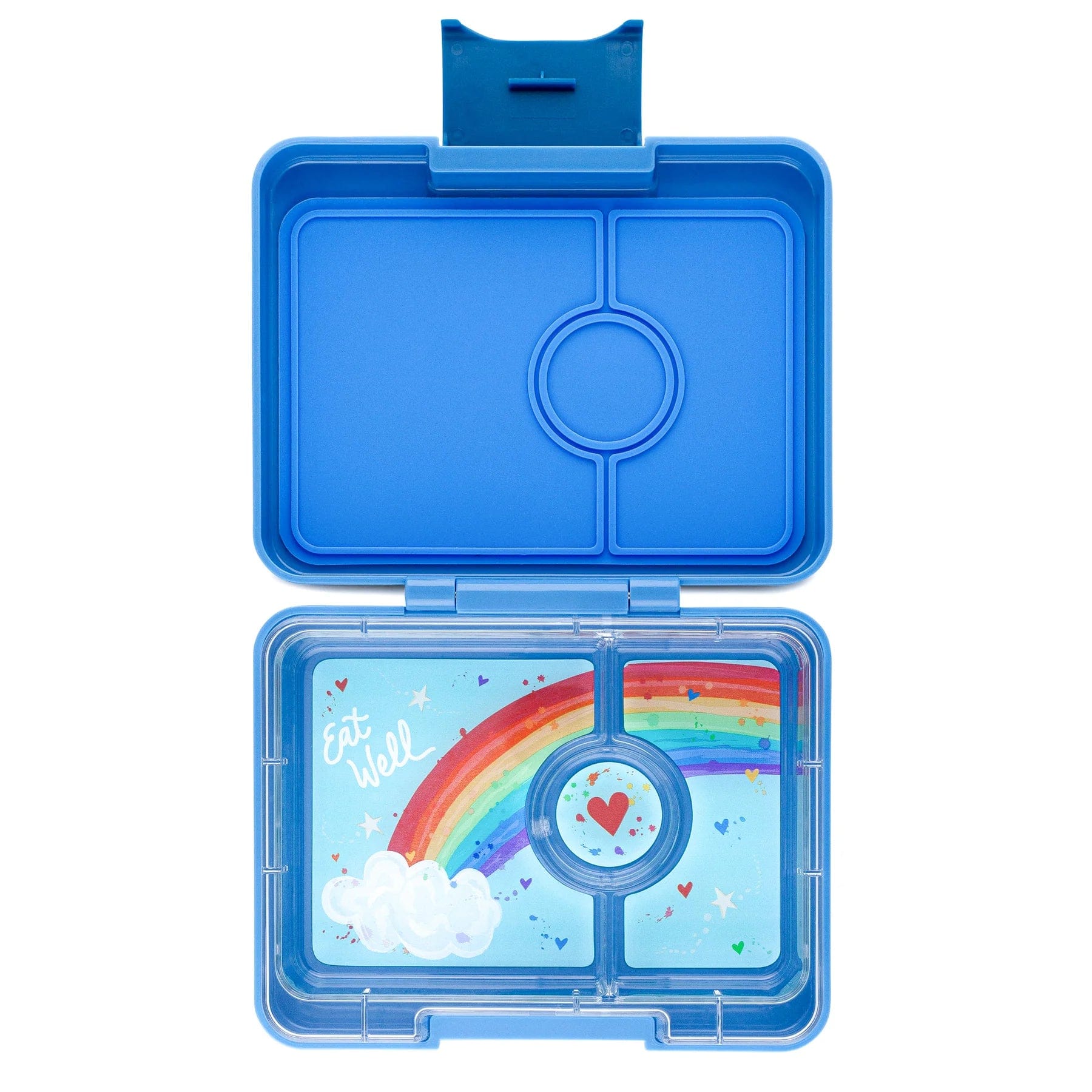 Sky Blue Rainbow Snack Size Bento Box (With Clouds on Lid) Yumbox Lil Tulips