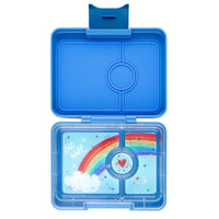 Sky Blue Rainbow Snack Size Bento Box (With Clouds on Lid) Yumbox Lil Tulips