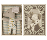 Sleepy/Wakey Baby Mouse in Matchbox - Blue Maileg Lil Tulips