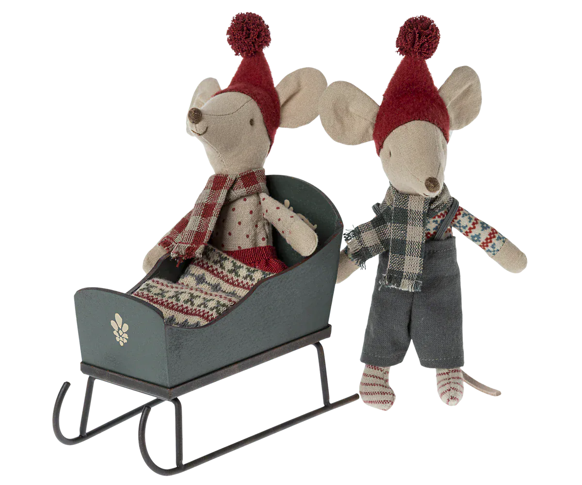 Sleigh, Mouse - Green Maileg Lil Tulips