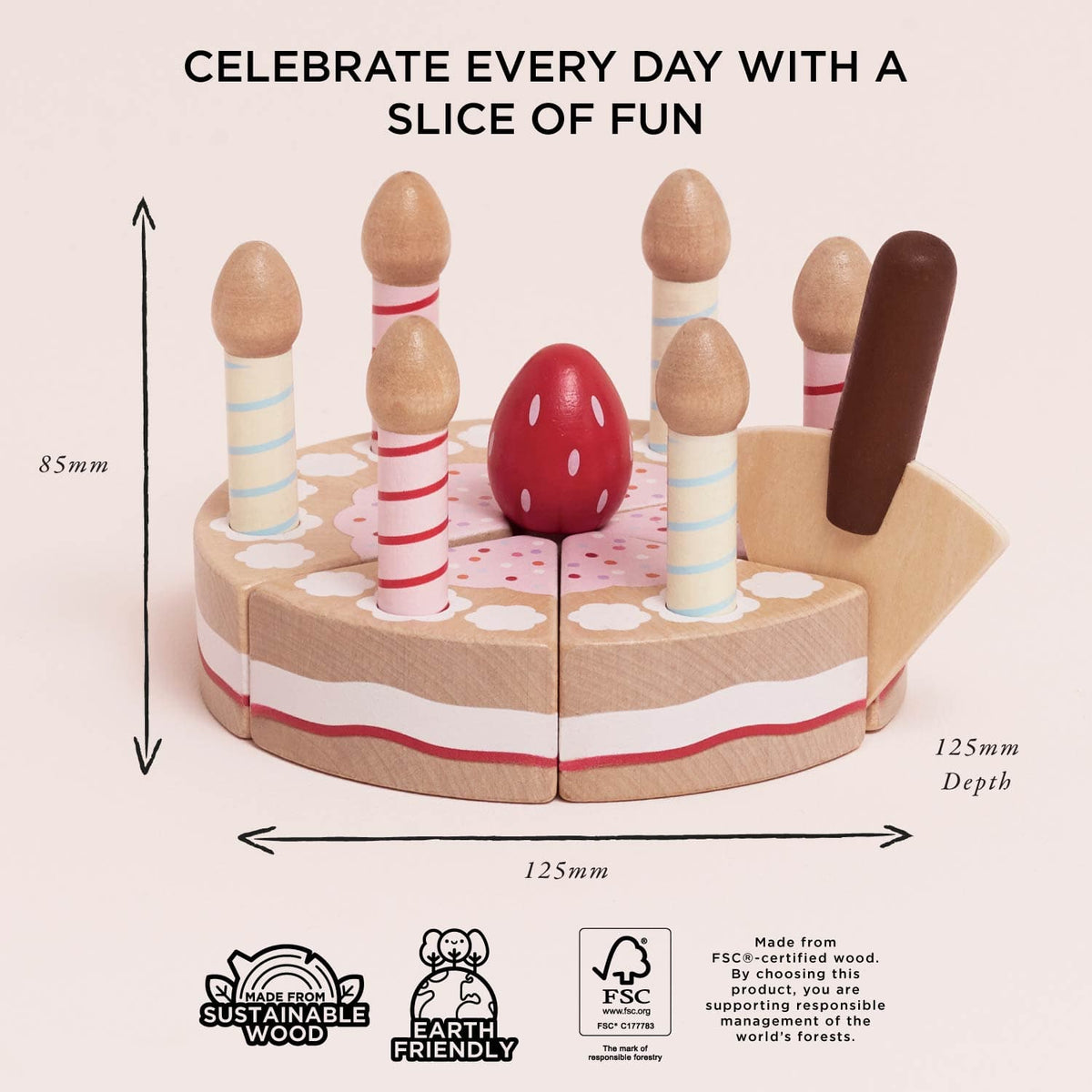 Sliceable Birthday Cake & Candles Le Toy Van Lil Tulips