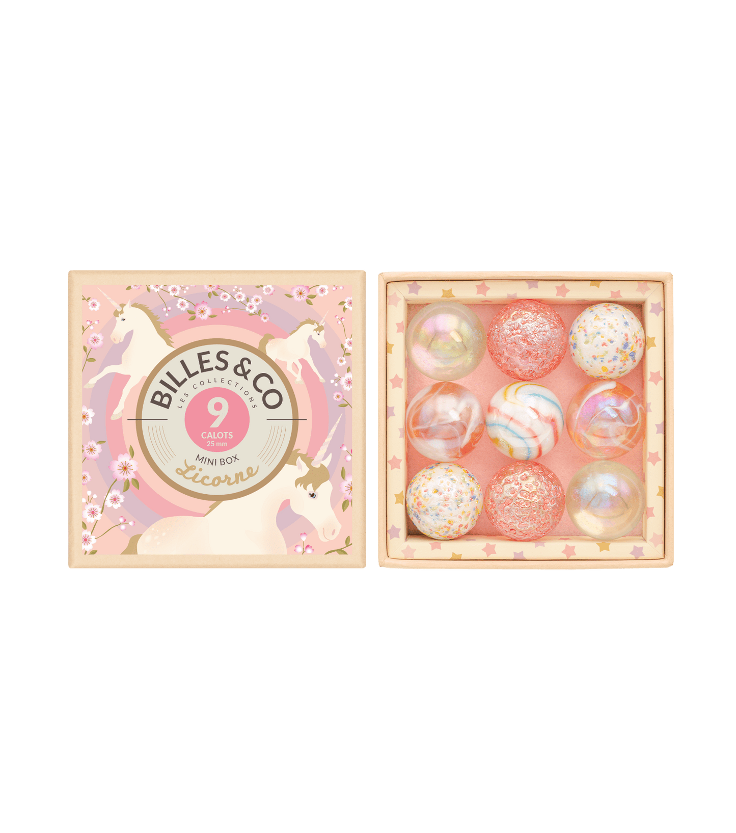 Small Box Unicorn Glass SHOOTERS Marbles Billes & Co Lil Tulips