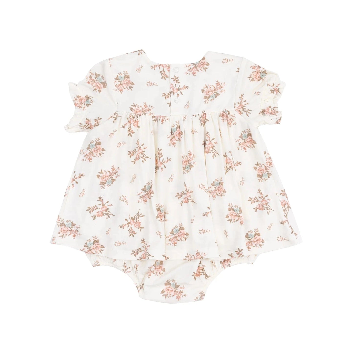 Smocked Ruffle Bubble with Skirt - Vintage Rosebuds Angel Dear Lil Tulips