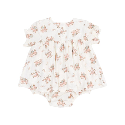 Smocked Ruffle Bubble with Skirt - Vintage Rosebuds Angel Dear Lil Tulips