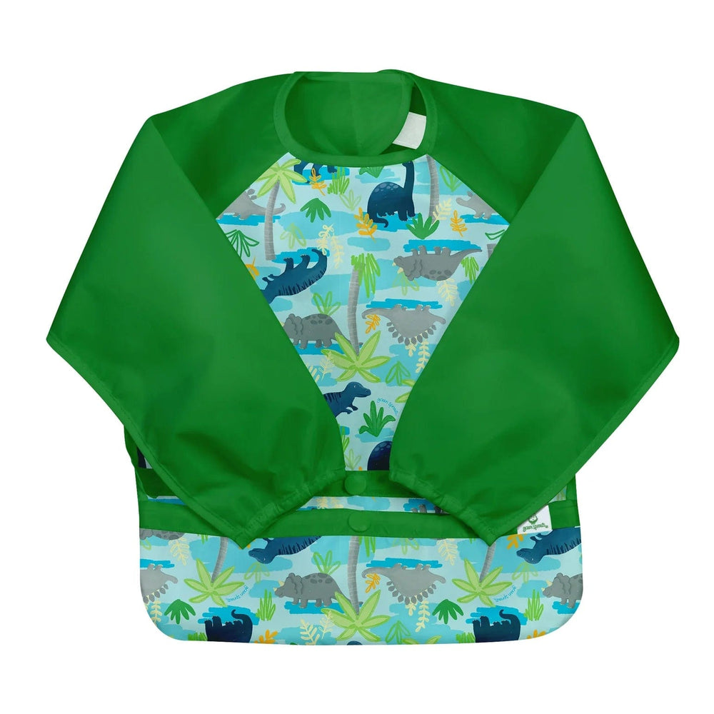 Snap + Go® Easy-wear Long Sleeve Bib Aqua Dino Jungle Green Sprouts Lil Tulips