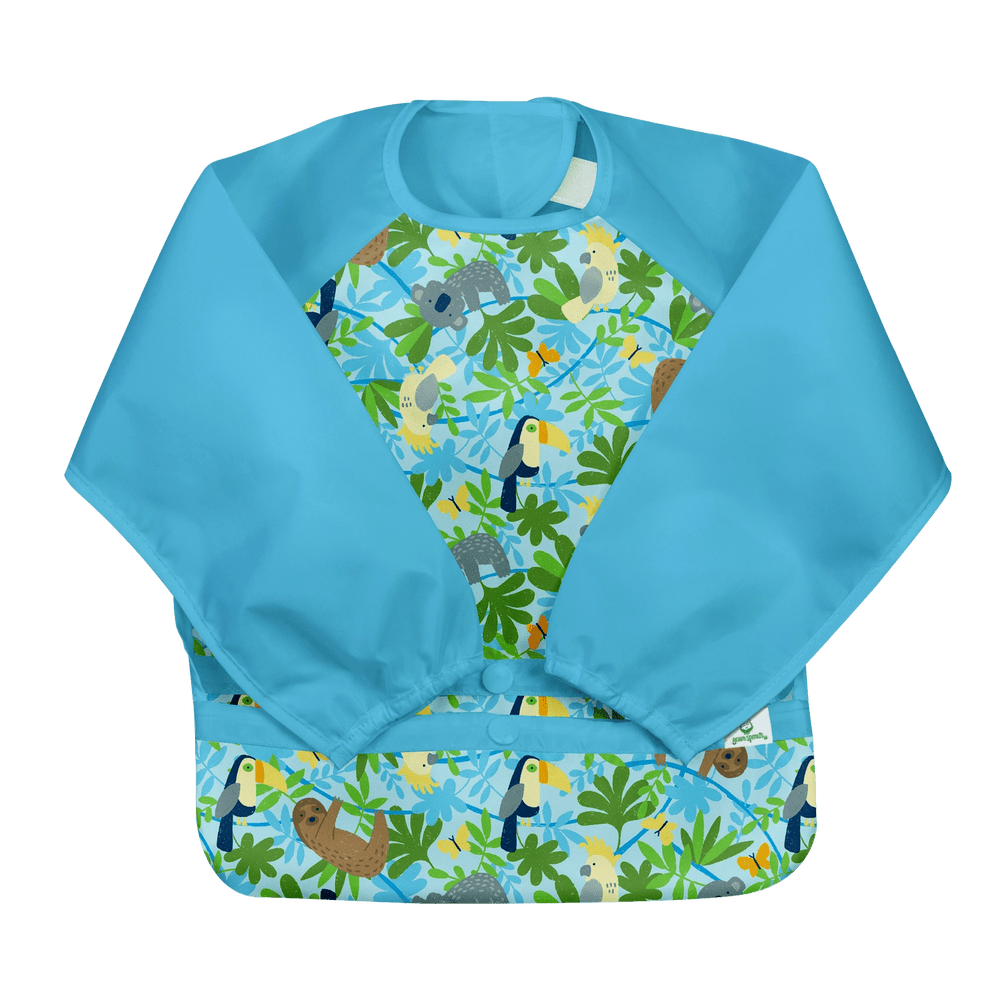 Snap + Go® Easy-wear Long Sleeve Bib Aqua Sloth Jungle Green Sprouts Lil Tulips