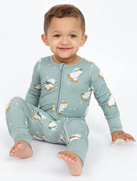 Snow Bunny - Blue Footless Zip Romper Bird & Bean Baby & Toddler Clothing Lil Tulips