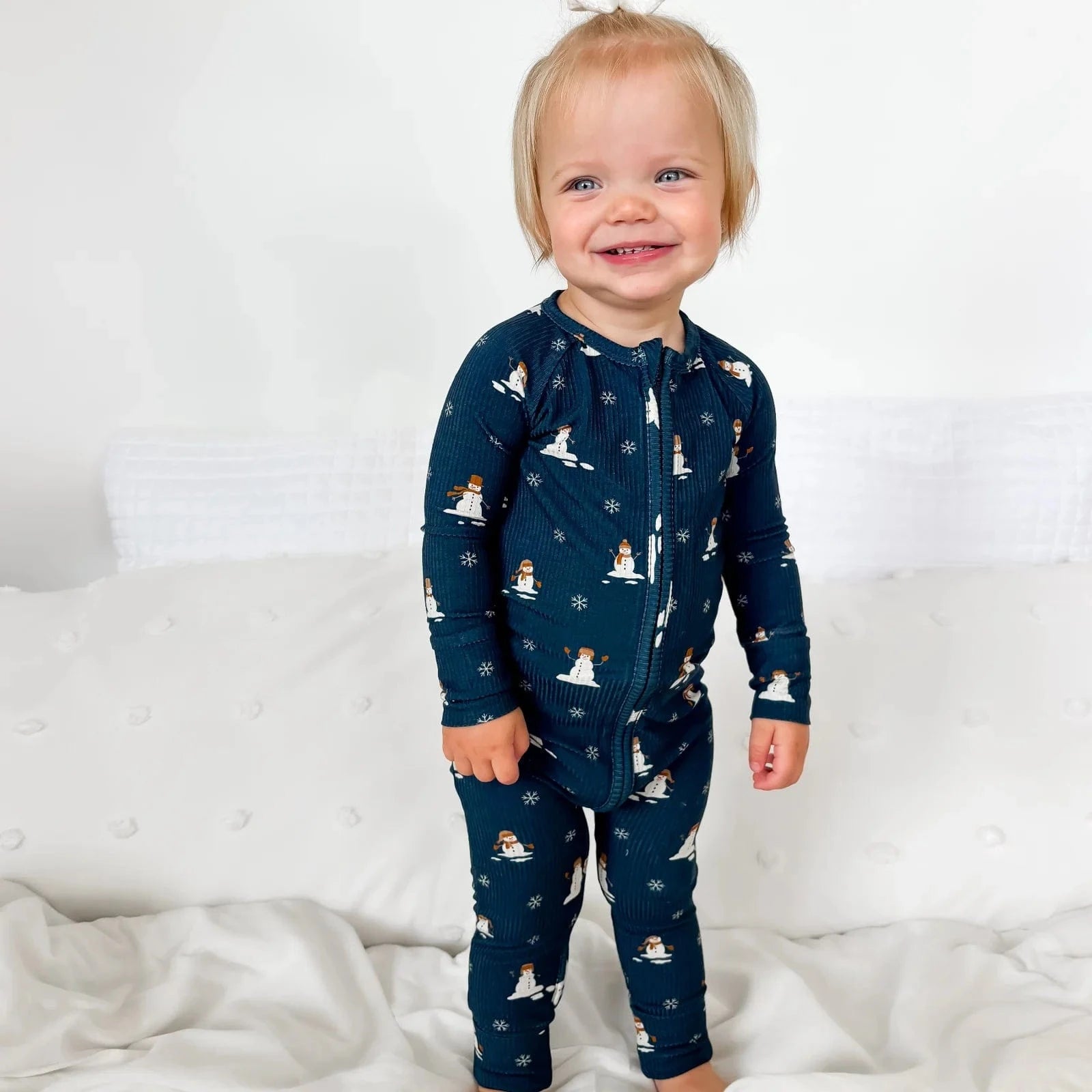 Snowmen Small Ribbed Zip Romper Brave Little Ones Lil Tulips