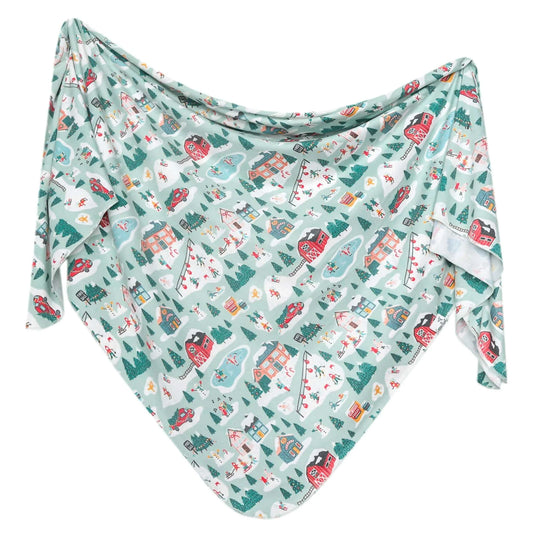 Snowy Slopes Knit Swaddle Blanket Copper Pearl Lil Tulips