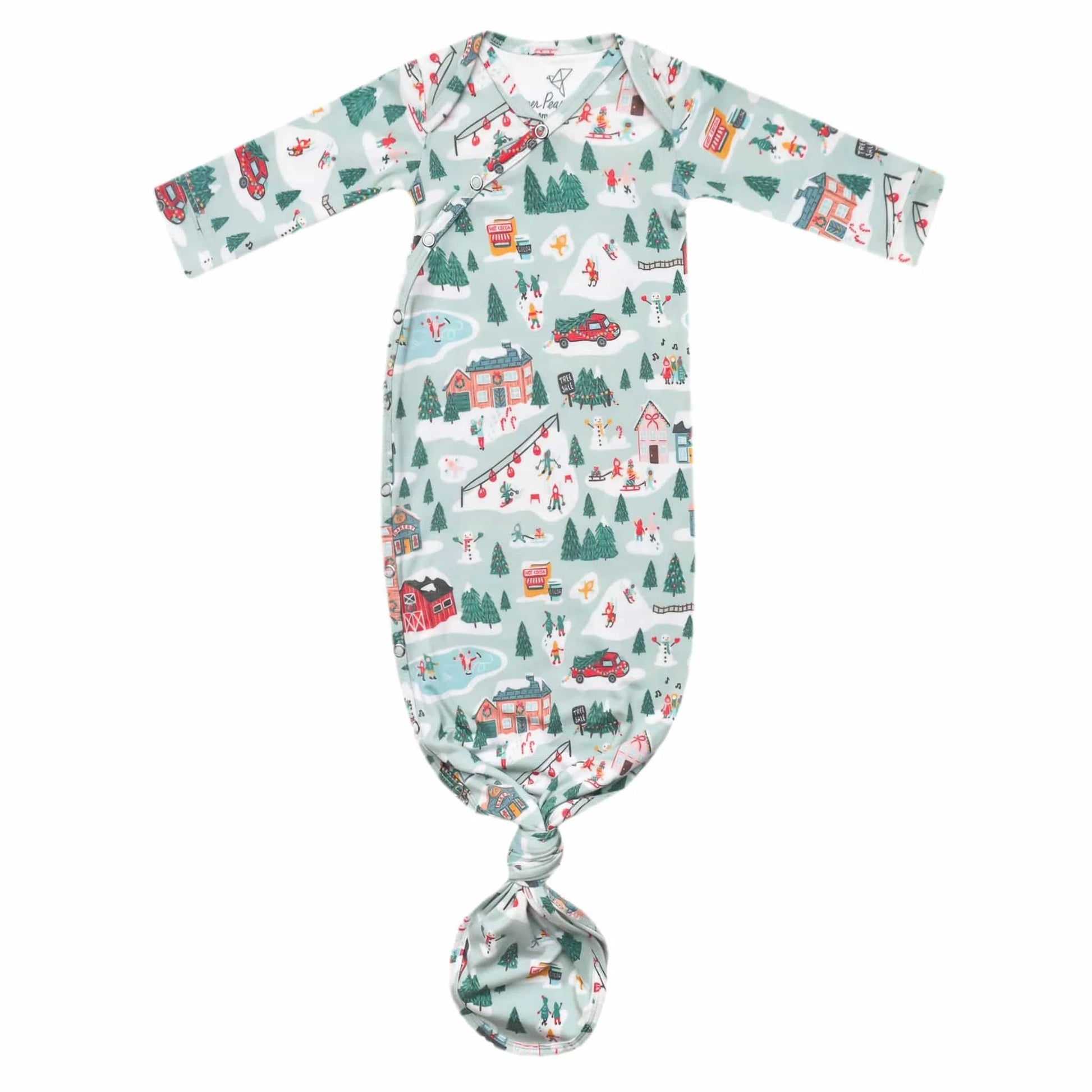 Snowy Slopes Newborn Knotted Gown Copper Pearl Lil Tulips