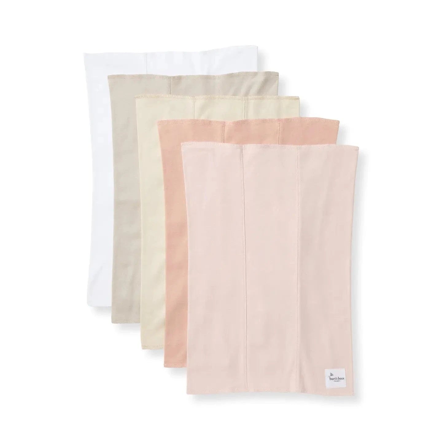 Solid Burp Cloths - Set of 5 - Pink/Sand Burt's Bees Baby Lil Tulips