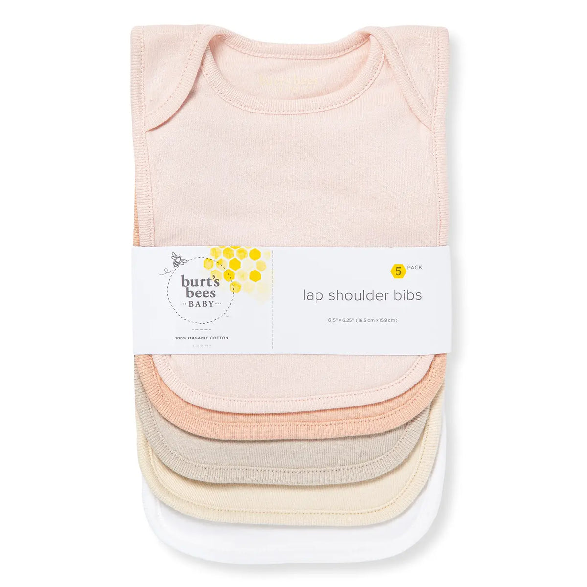 Solid Organic Cotton Baby Bibs 5 Pack - Pink Sand Burt's Bees Baby Lil Tulips
