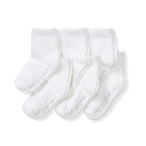 Solid Organic Cotton Baby Crew Socks 6 Pack Burt's Bees Baby Lil Tulips