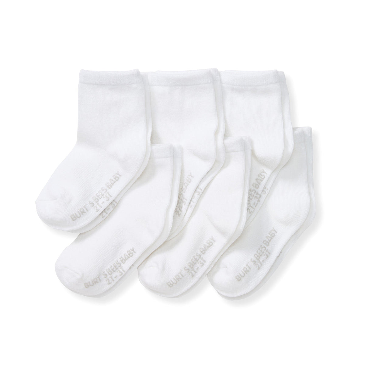 Solid Organic Cotton Toddler Crew Socks 6 Pack Burt's Bees Baby Lil Tulips