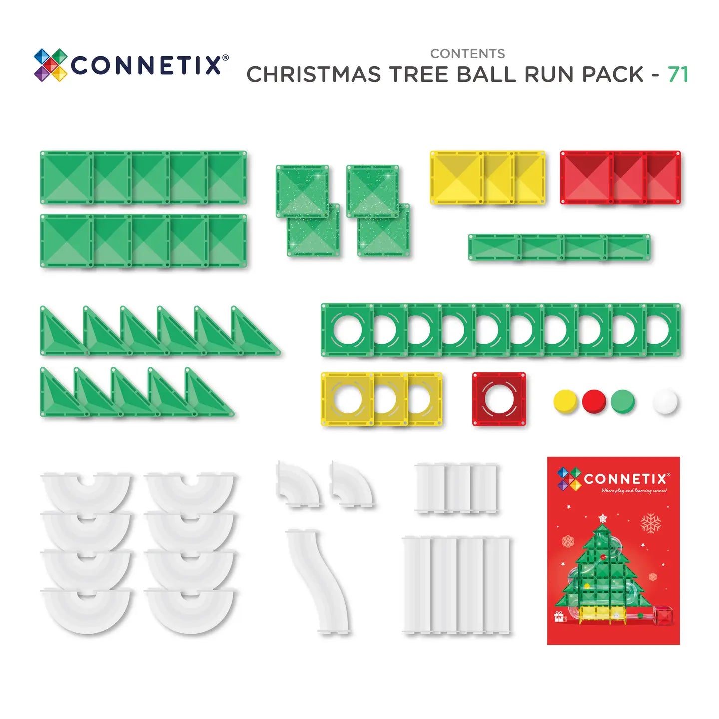 Special Edition Christmas Tree Ball Run, 71 Pieces Connetix Lil Tulips
