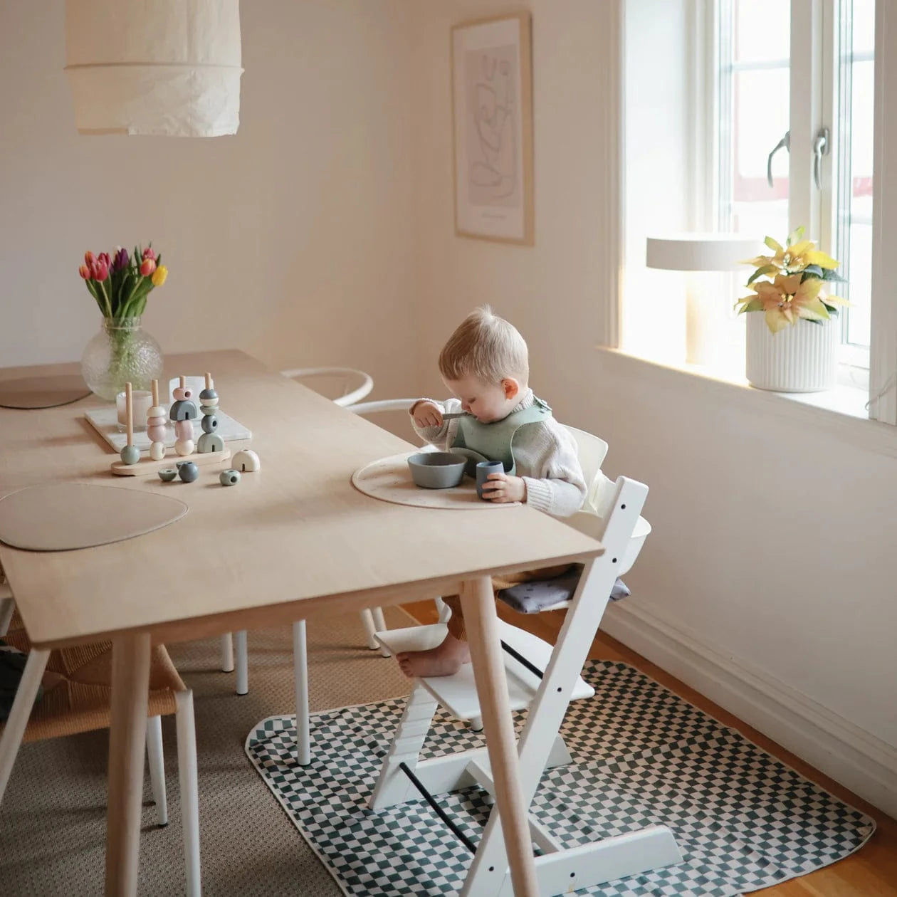 Splat Mat - Olive Check Mushie Lil Tulips