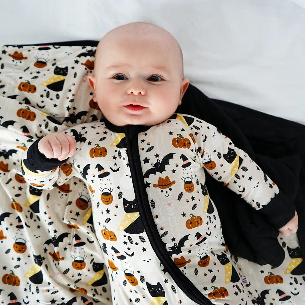 Spooky Cute Beige Halloween Bamboo Convertible Romper Pajamas Emerson and Friends Baby & Toddler Clothing Lil Tulips