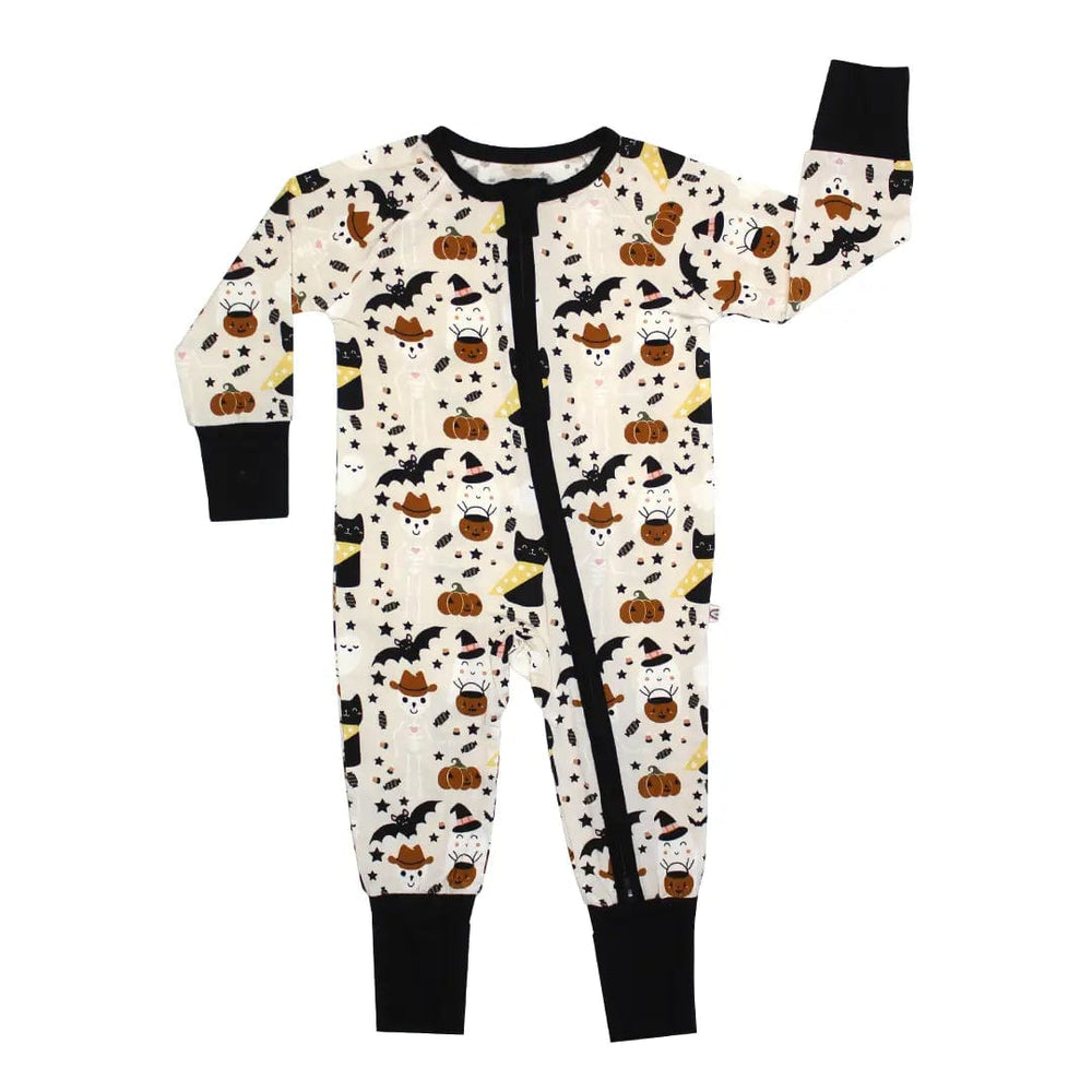 Spooky Cute Beige Halloween Bamboo Convertible Romper Pajamas Emerson and Friends Baby & Toddler Clothing Lil Tulips