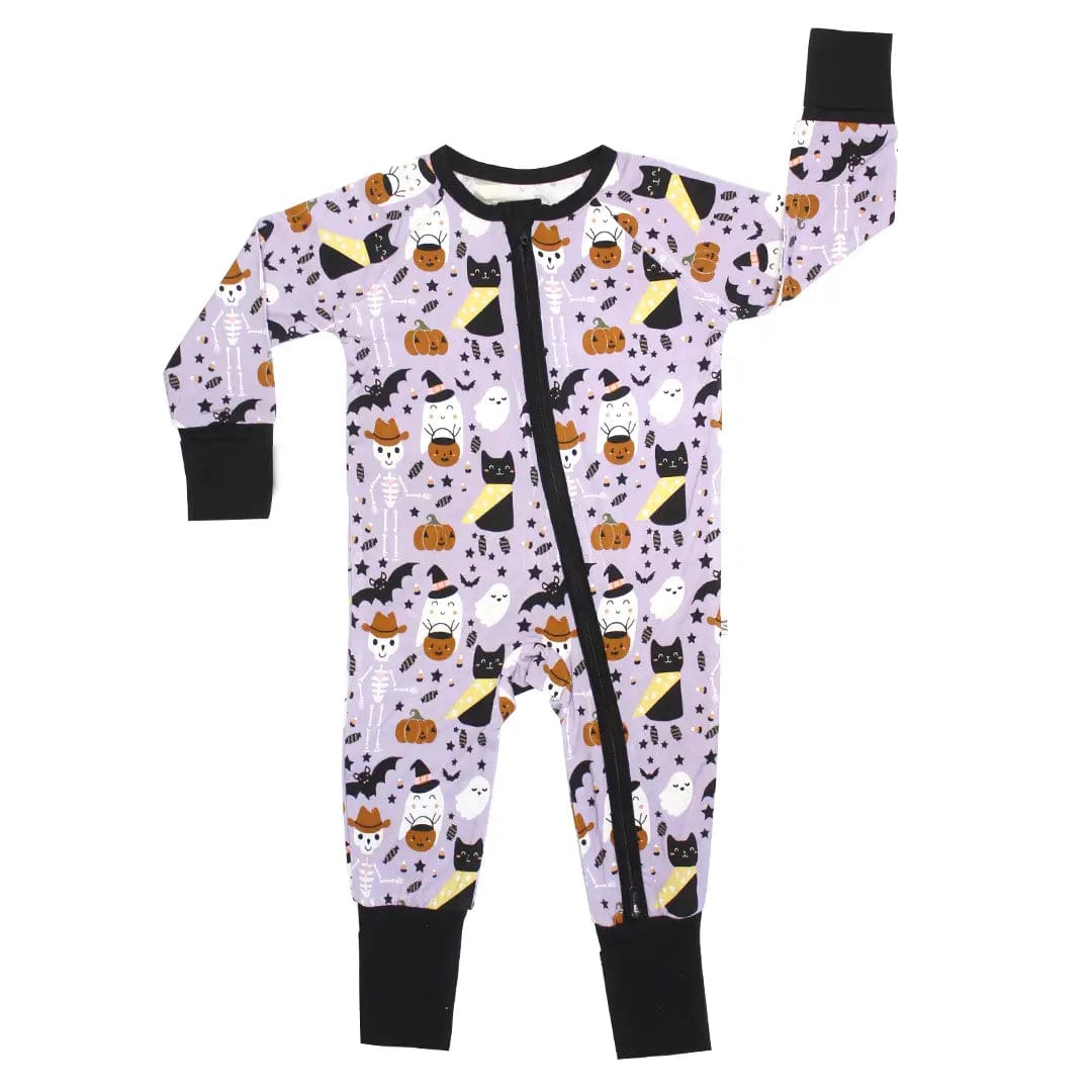 Spooky Cute Purple Halloween Bamboo Convertible Romper Pajamas Emerson and Friends Baby & Toddler Clothing Lil Tulips