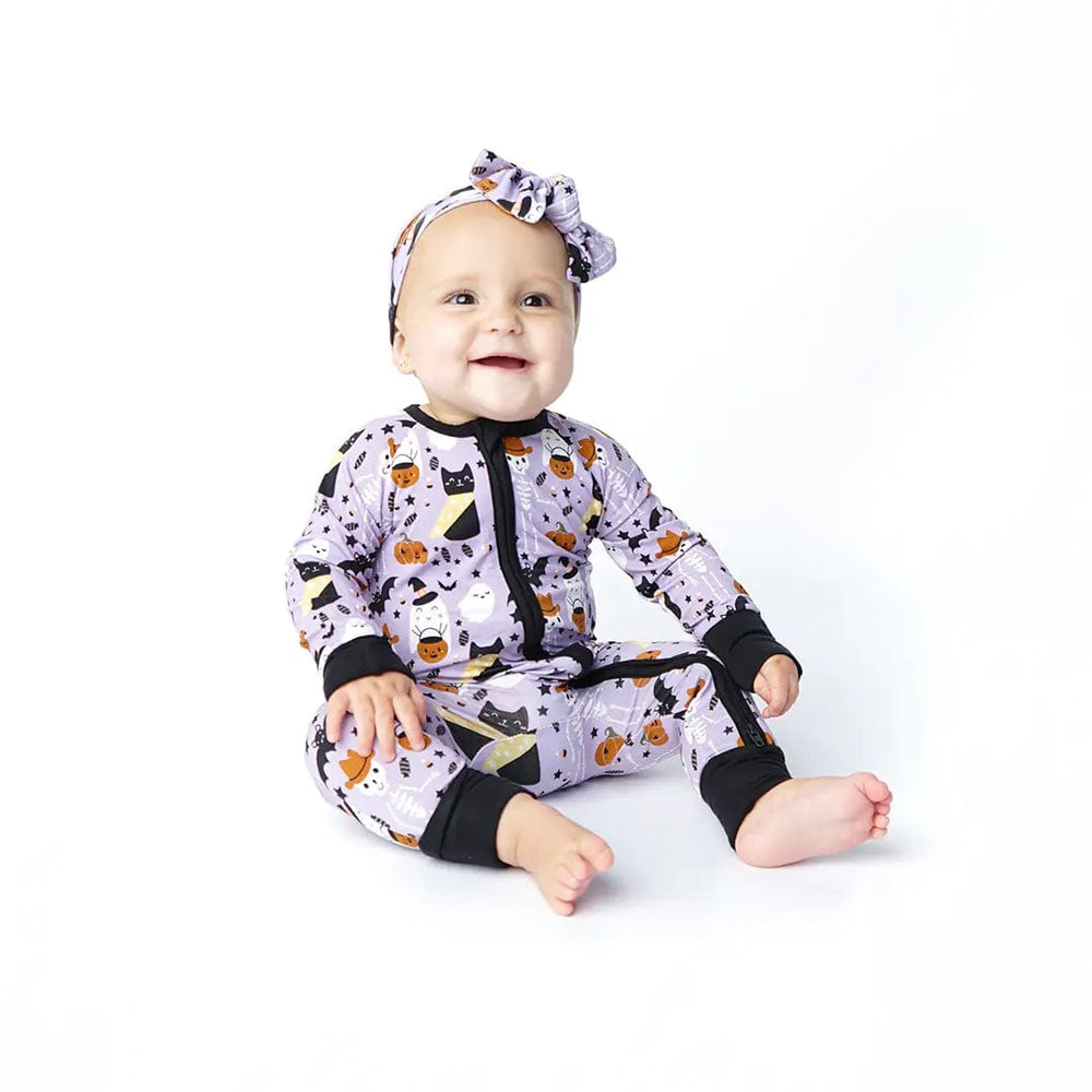 Spooky Cute Purple Halloween Bamboo Convertible Romper Pajamas Emerson and Friends Baby & Toddler Clothing Lil Tulips