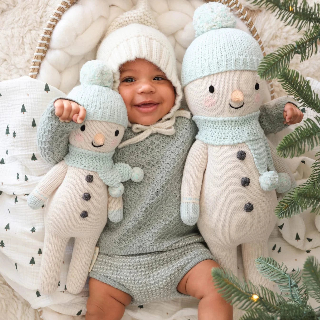 Spruce the snowman Hand Knit Doll cuddle+kind Lil Tulips