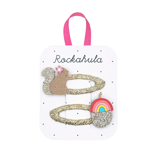 Squirrel and Rainbow Acorn Clips Rockahula Kids buble Lil Tulips