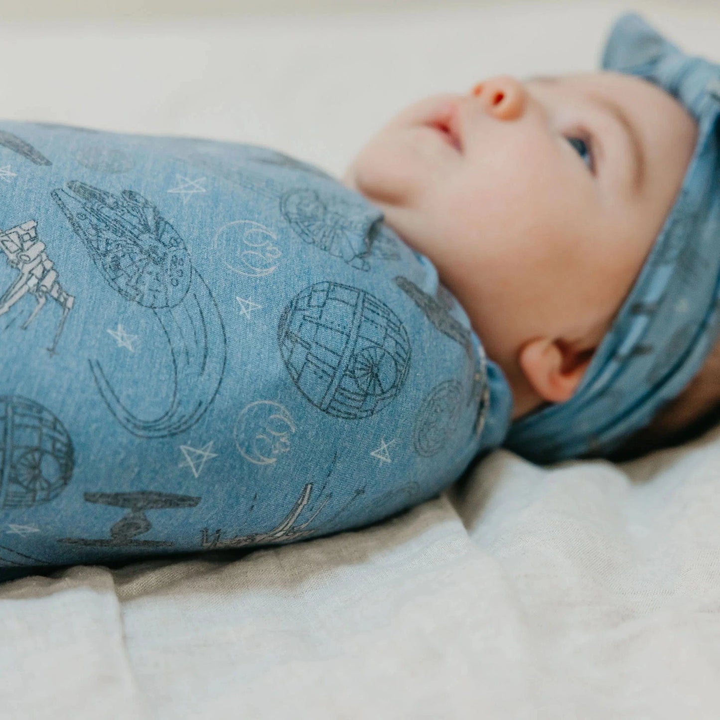 Starships Knit Swaddle Blanket Copper Pearl Lil Tulips