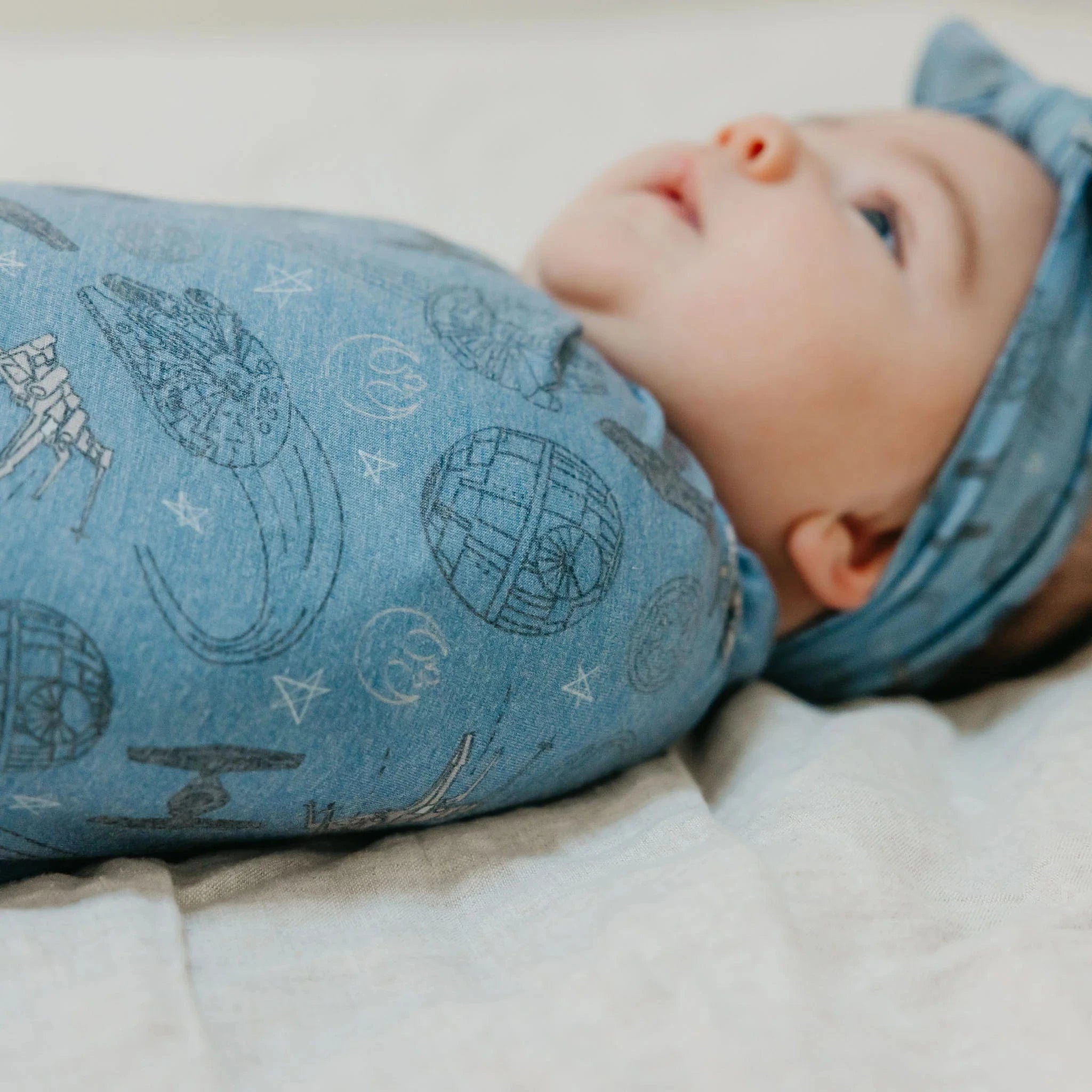 Starships Knit Swaddle Blanket Copper Pearl Lil Tulips