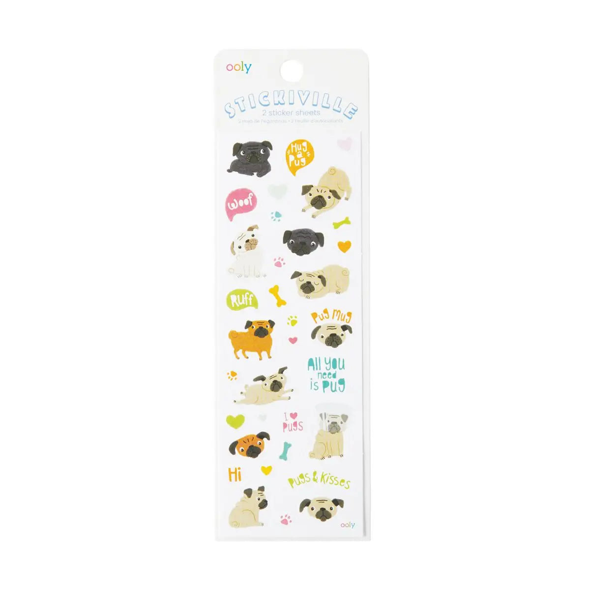 Stickiville Stickers: Pugs - Skinny (2 Sheets) OOLY Lil Tulips