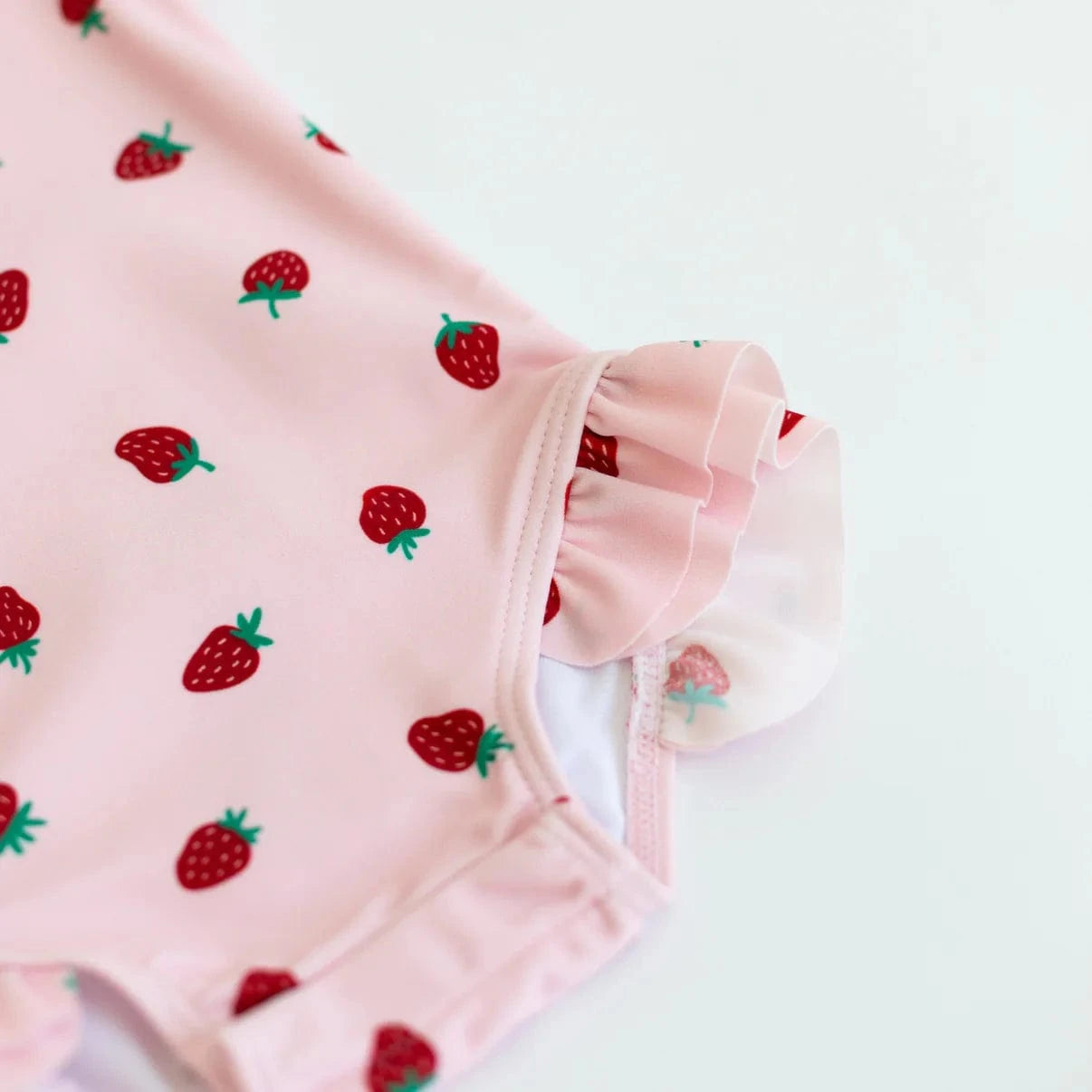 Strawberries Long Sleeve One-Piece Rash Guard Bathing Suit Brave Little Ones Lil Tulips
