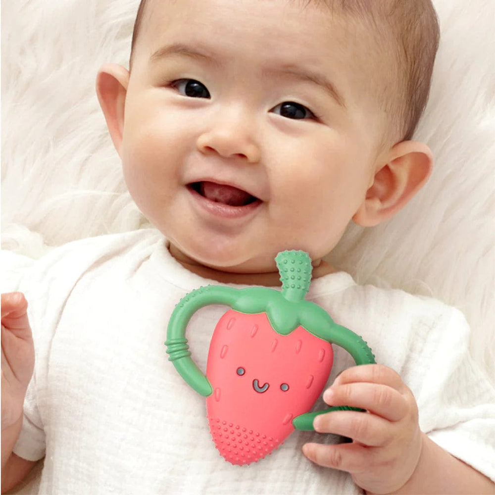 Strawberry Chew Crew™ Silicone Handle Teether Itzy Ritzy Lil Tulips