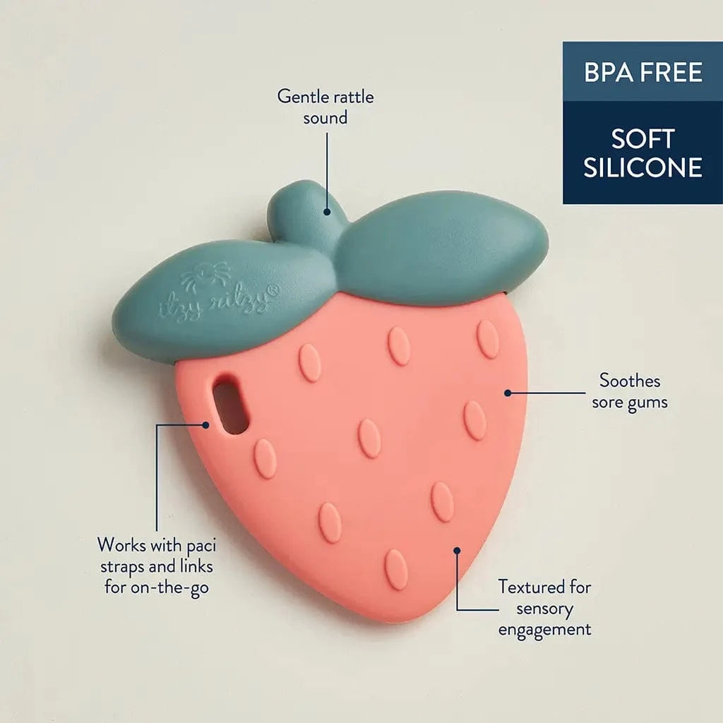 Strawberry Sweetie Rattle™ Itzy Ritzy Pacifiers & Teethers Lil Tulips
