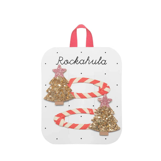 Stripy Christmas Tree Hair Clips Rockahula Kids buble Lil Tulips