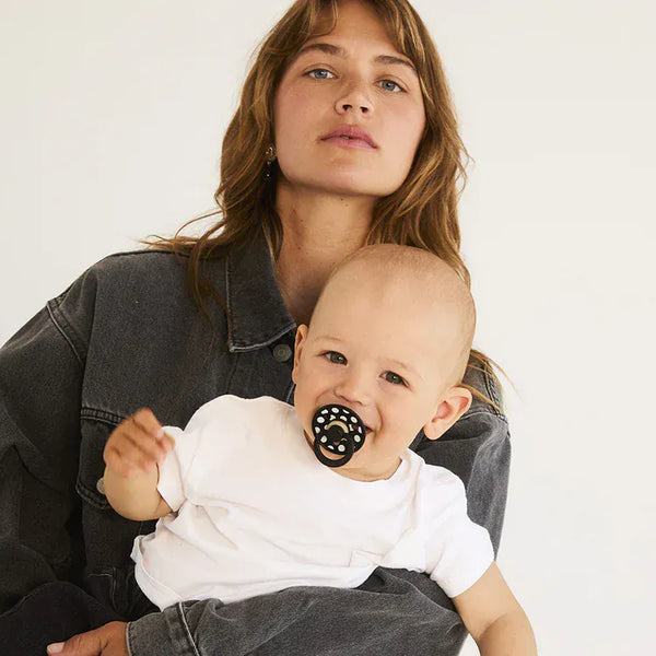STUDIO Colour 2 Pack Polka - Ivory/Black Bibs Pacifier Lil Tulips