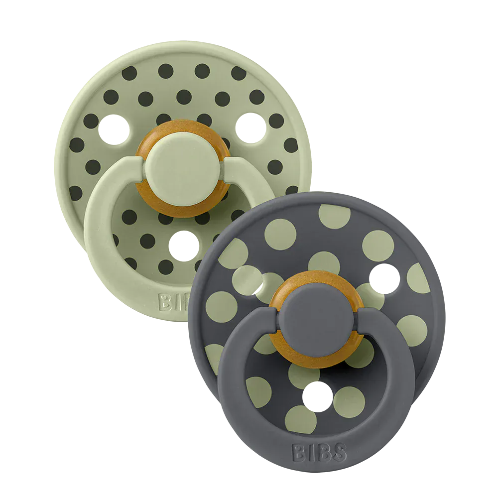 STUDIO Colour 2 Pack Polka - Sage/Iron Bibs Pacifier Lil Tulips