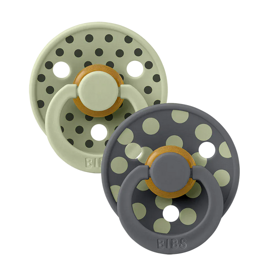 STUDIO Colour 2 Pack Polka - Sage/Iron Bibs Pacifier Lil Tulips