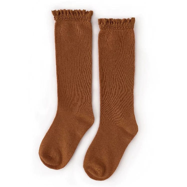 Sugar Almond Lace Top Knee High Socks Little Stocking Company Lil Tulips