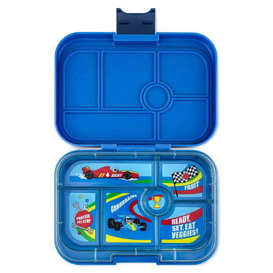 Surf Blue Race Cars 6 Compartment Bento Box Yumbox Lil Tulips