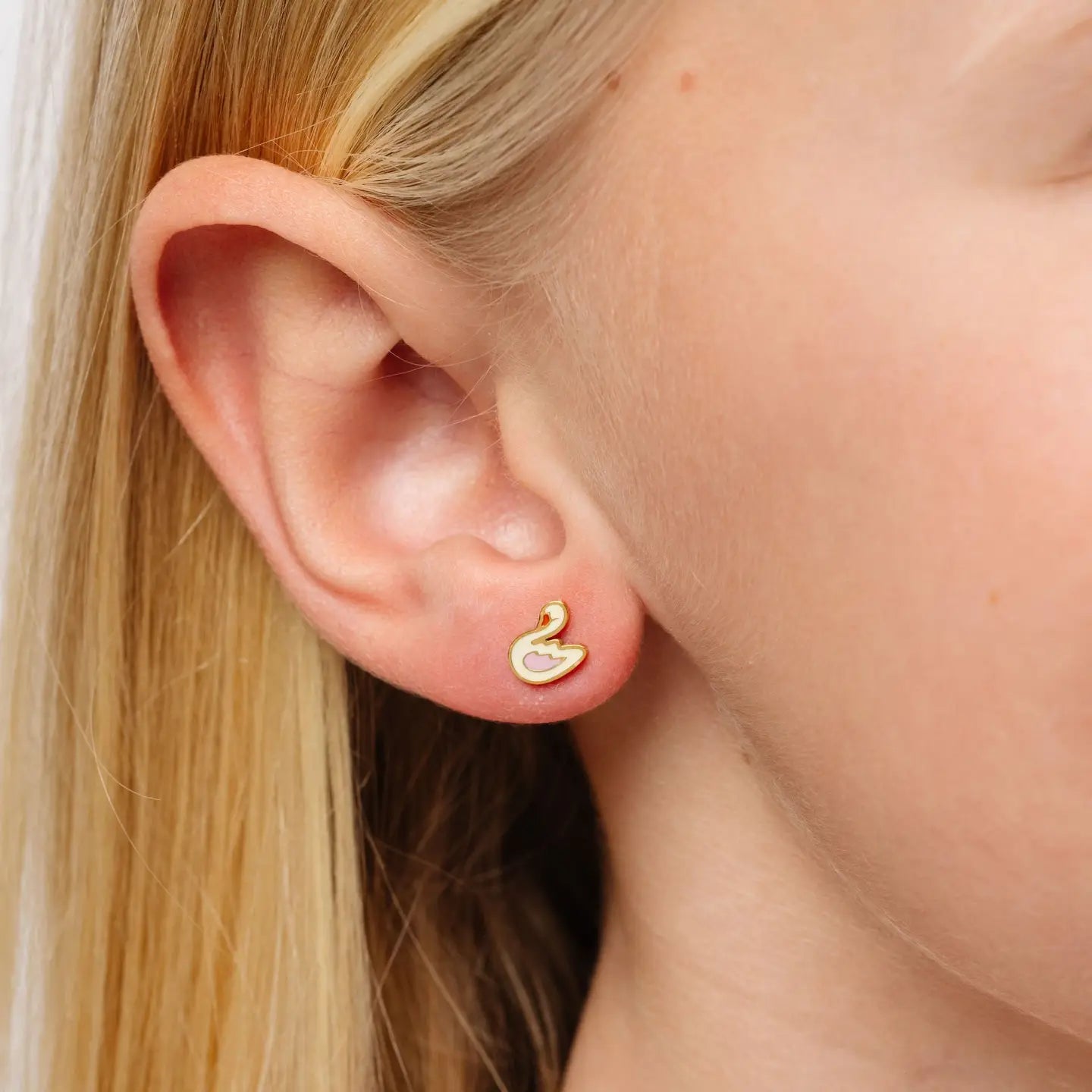 Swan Flat Back Earrings Pip Pop Post Lil Tulips