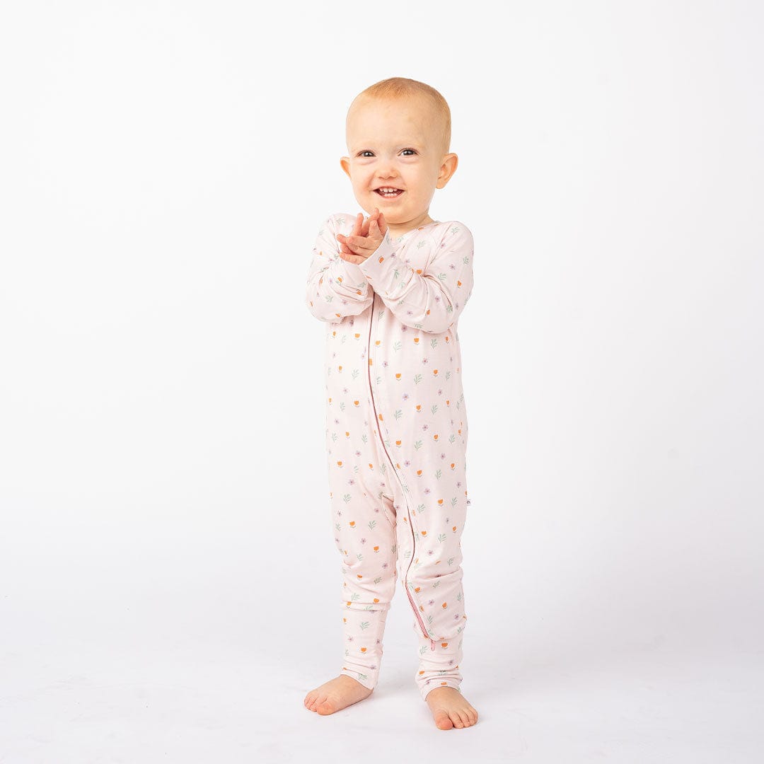 Sweet Blooms Floral Bamboo Convertible Romper Sleeper Pajamas Emerson and Friends Baby & Toddler Clothing Lil Tulips