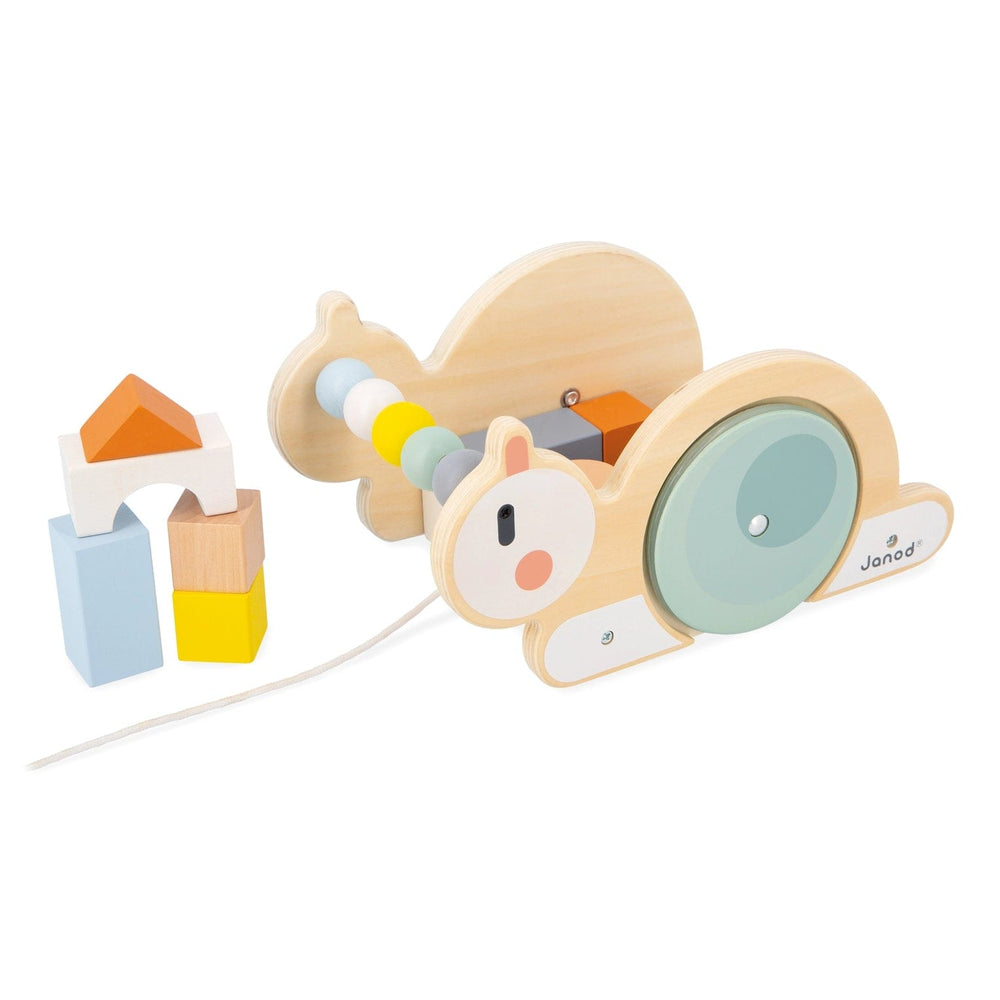 Sweet Cocoon Pull-Along Snail Cube Trolley Janod Lil Tulips