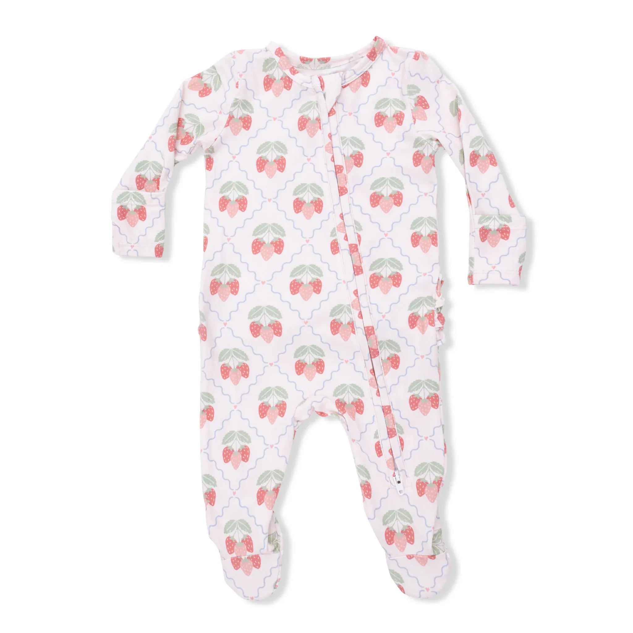 Sweet Strawberries - 2 Way Ruffle Back Zipper Footie Angel Dear Lil Tulips