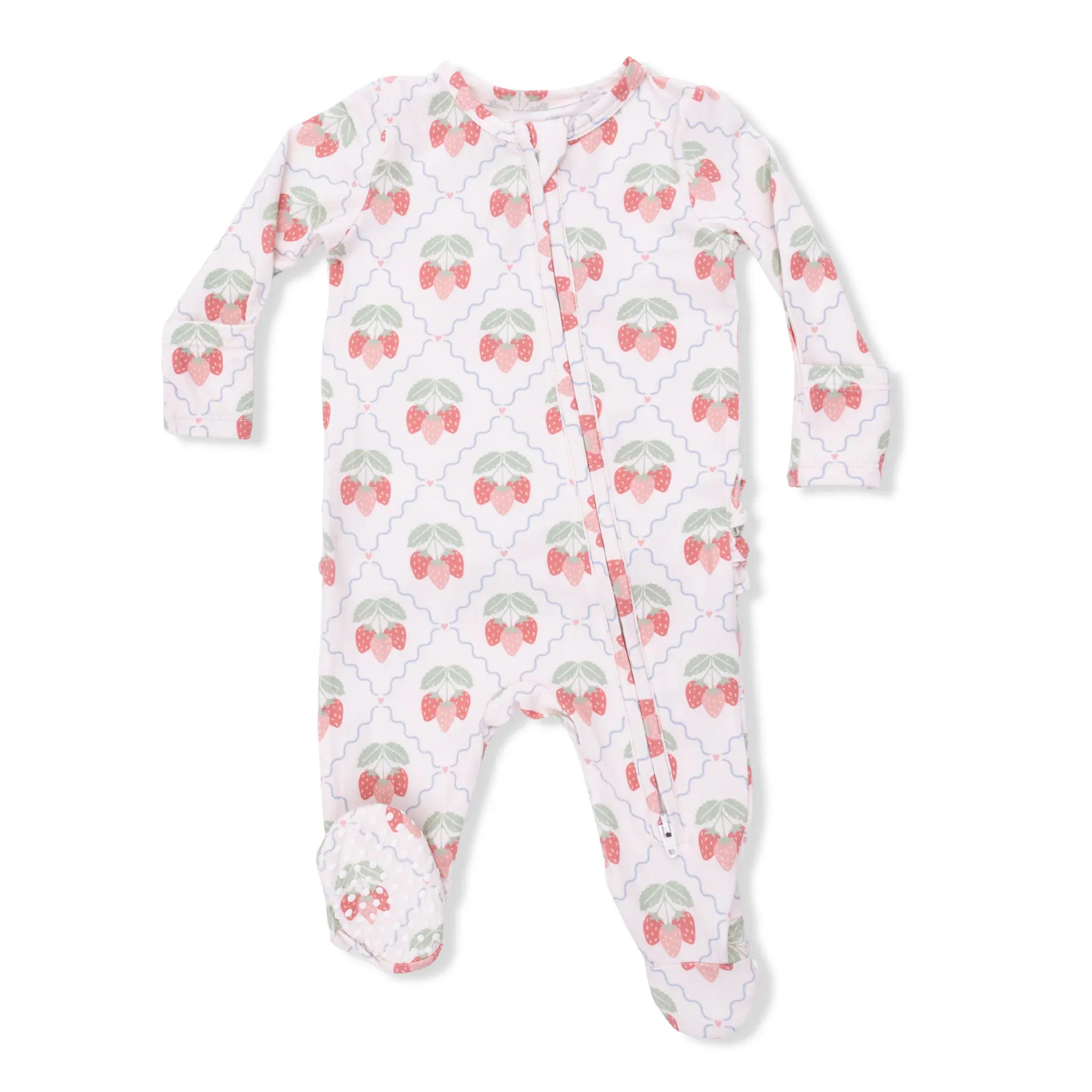 Sweet Strawberries - 2 Way Ruffle Back Zipper Footie Angel Dear Lil Tulips