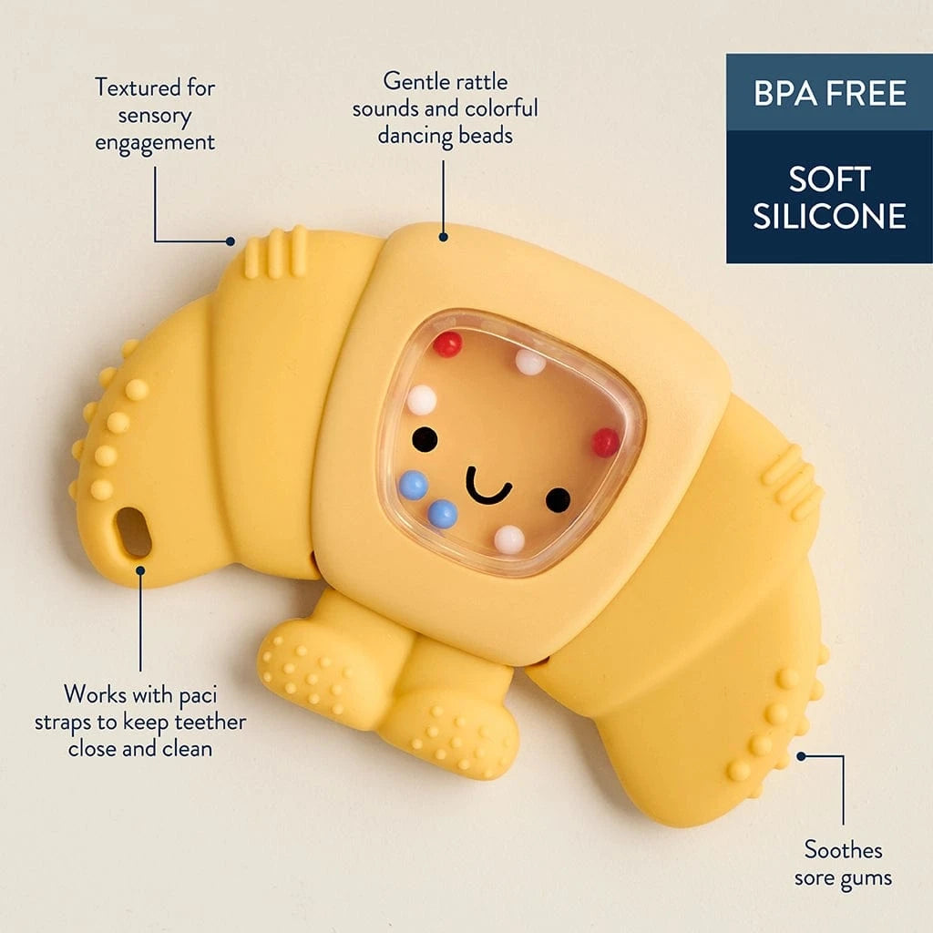 Sweetie Shake Plus™ - Teething + Rattle Toy - Croissant Itzy Ritzy Lil Tulips