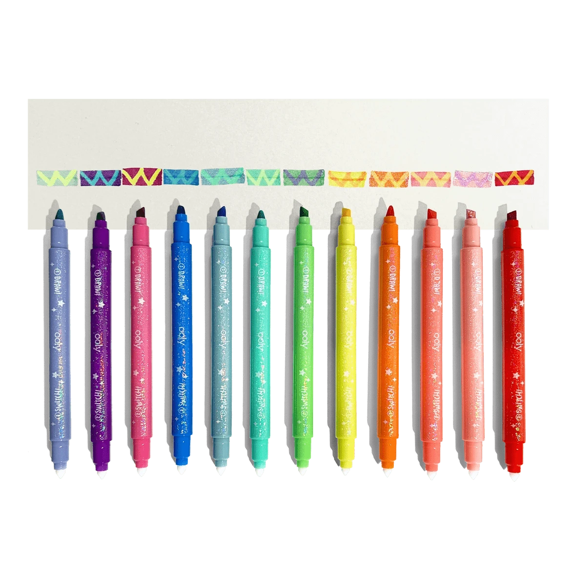 Switch-Eroo Sparkle Glittery Color Changing Markers- 12 Pc OOLY Lil Tulips